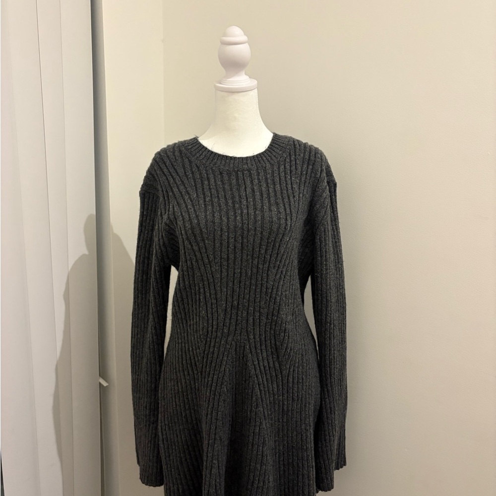 H&M Dark Gray Ribbed Long Sleeve Dress